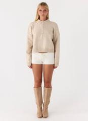 Cornelia Button Up Jumper - Oatmeal