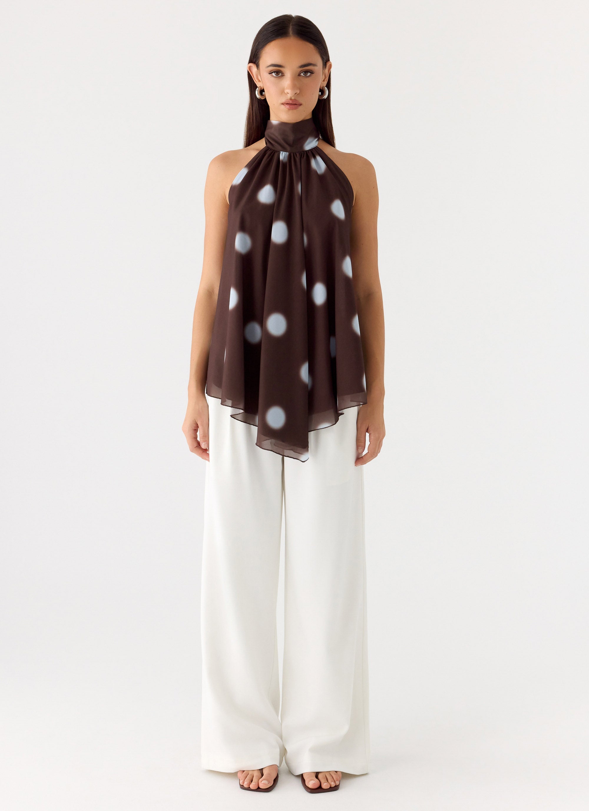 Corrida Backless Top - Chocolate Blue Dot