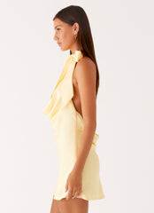 Cory Cowl Scarf Mini Dress - Sunny Yellow