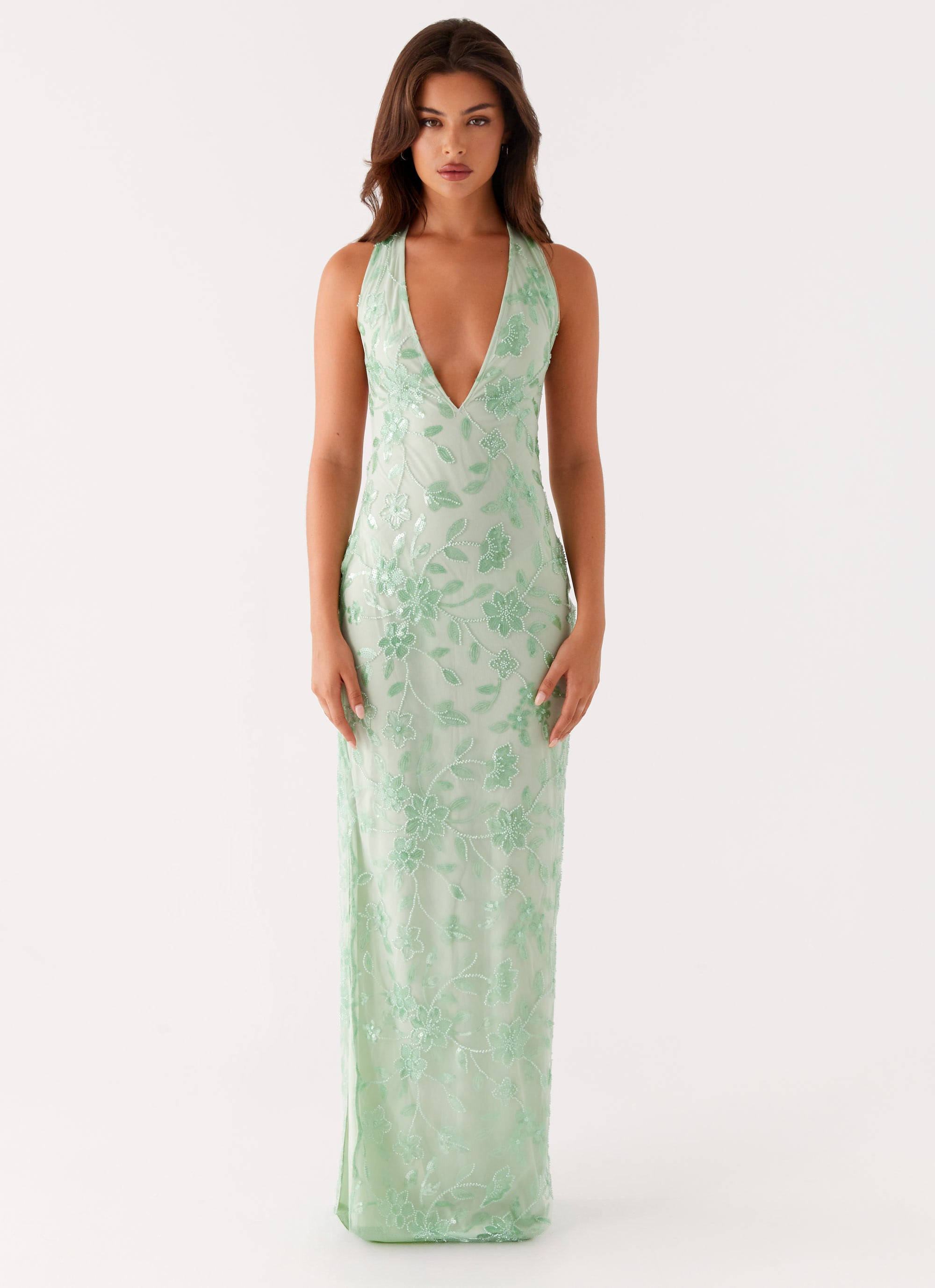 Cydney Beaded Maxi Dress - Sage