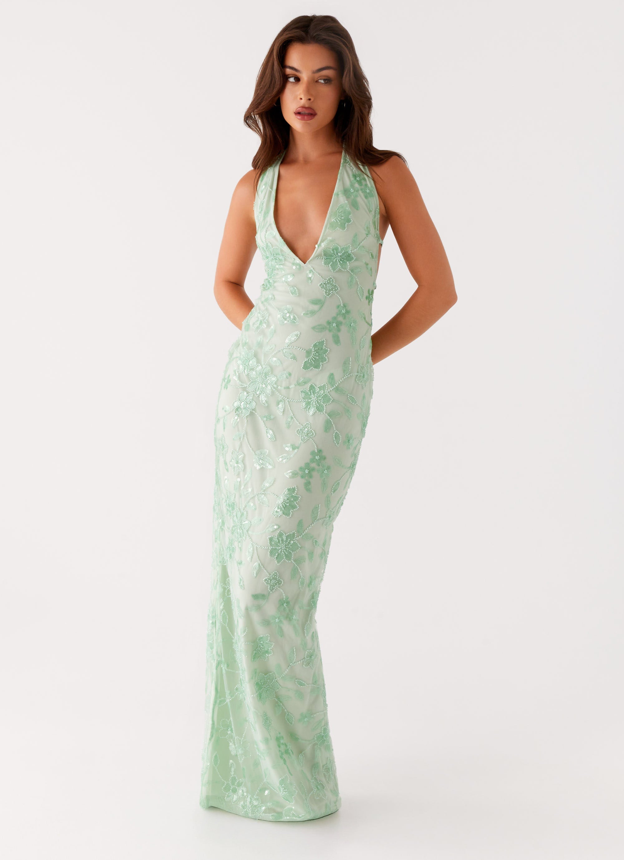 Cydney Beaded Maxi Dress - Sage