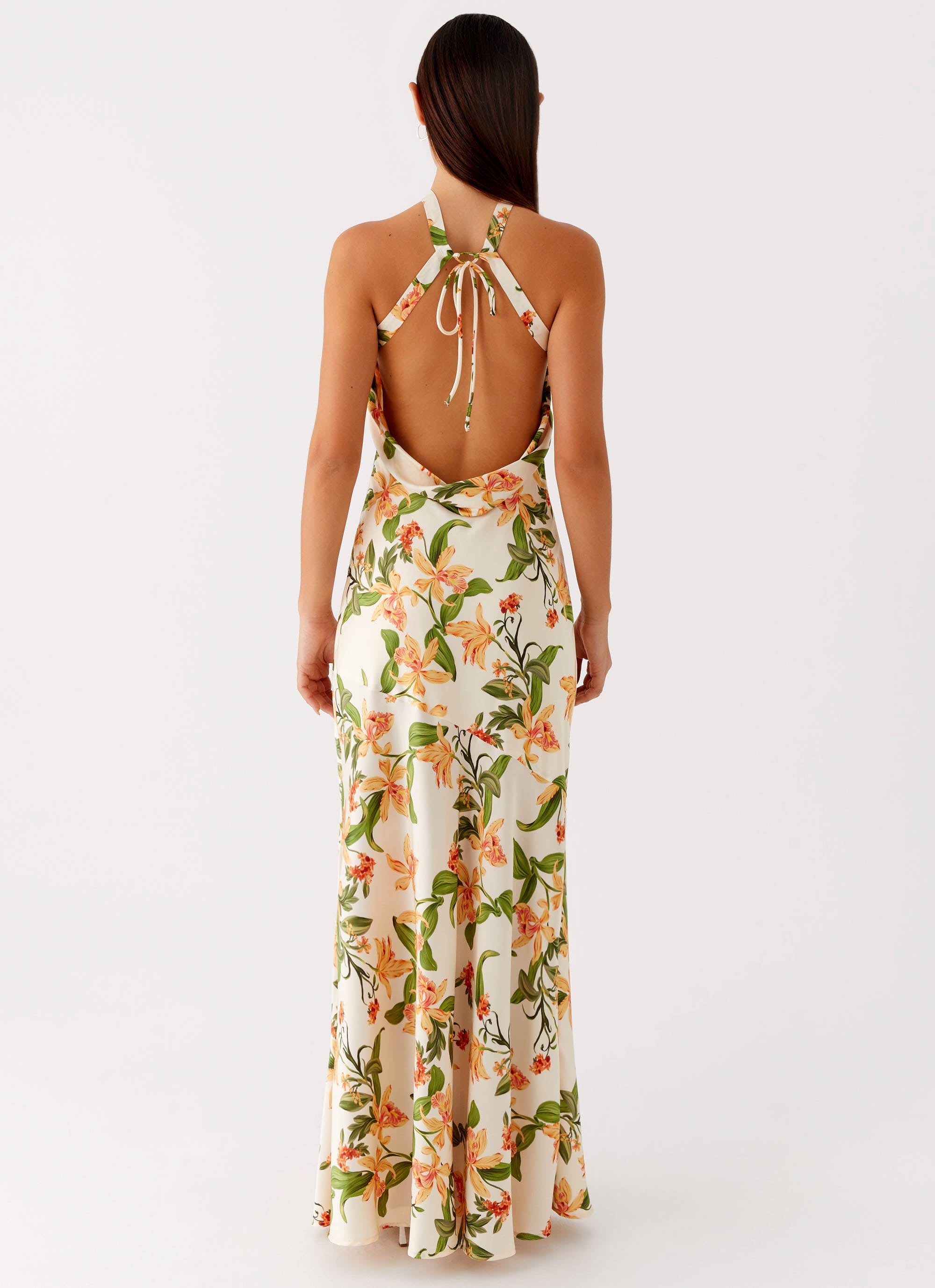 Damali Satin Maxi Dress - Floral Print