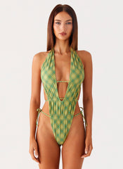Dandara Cut Out Swimsuit - Jungle Check