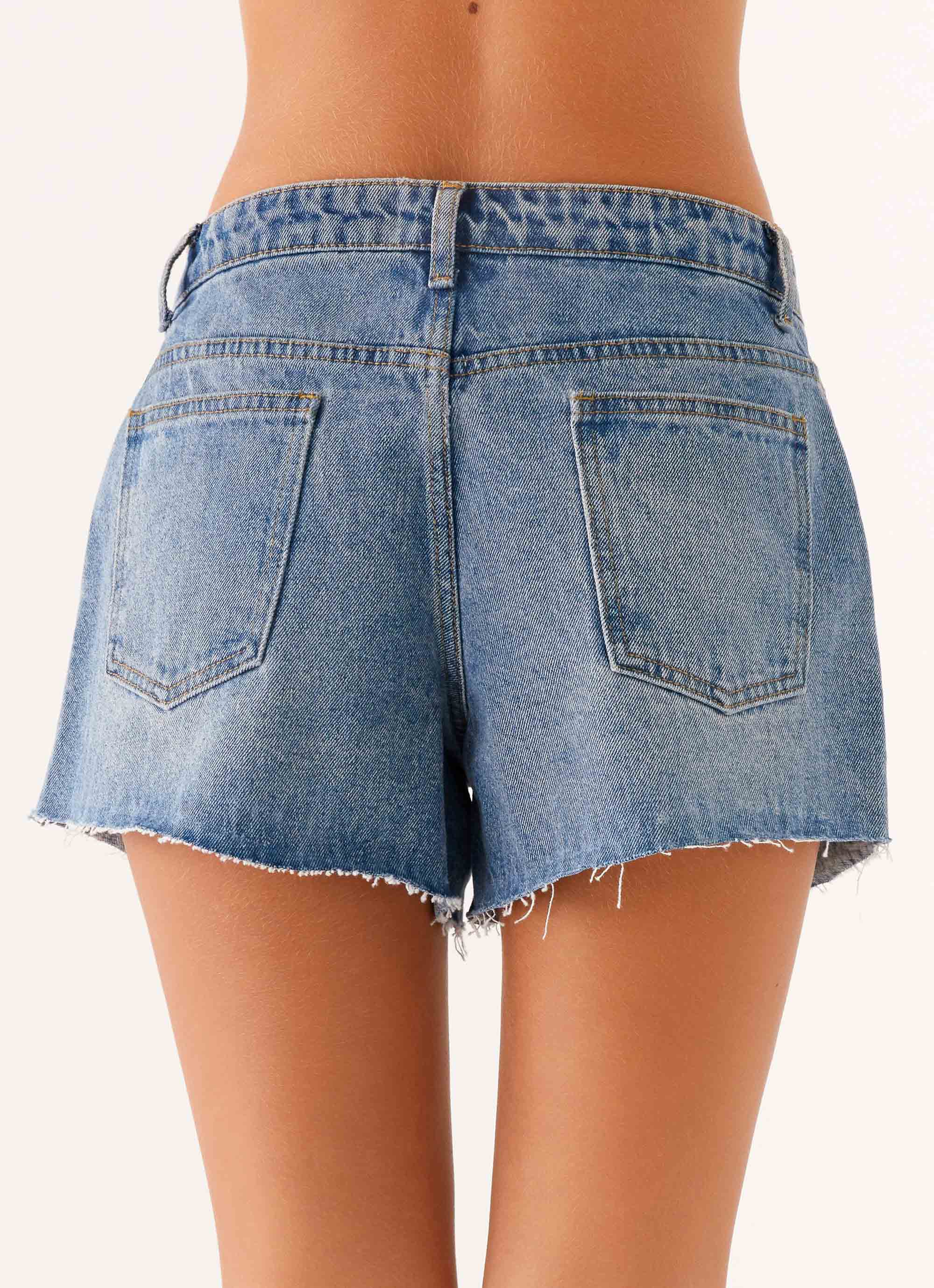 Davie Low Rise Denim Shorts - Blue