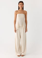 Delong Low Rise Linen Pants - Oatmeal