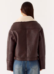 Demine Double Faced Short Coat - Chocolate