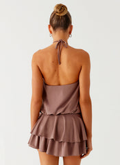 Dopamine Belt Mini Dress - Taupe