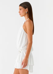 Dopamine Belt Mini Dress - White