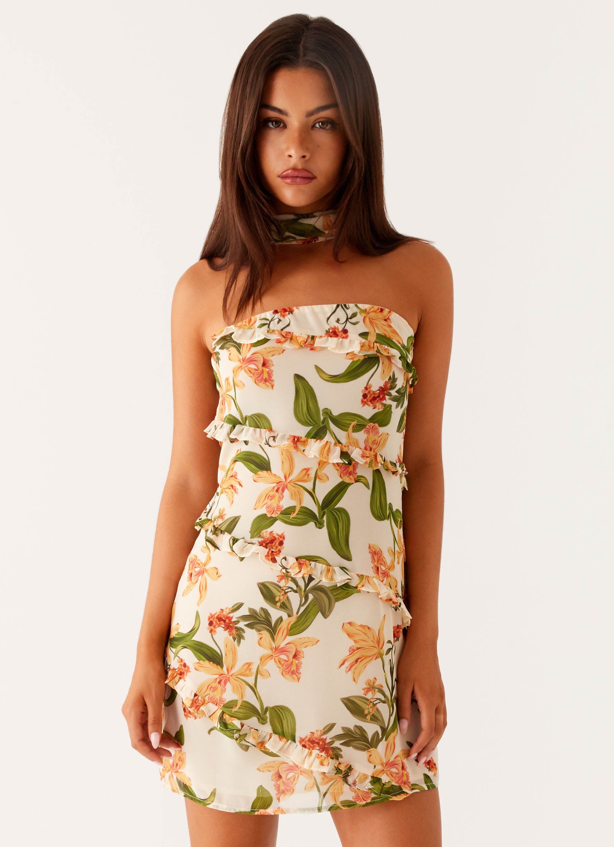 Edwina Strapless Mini Dress - Floral Print