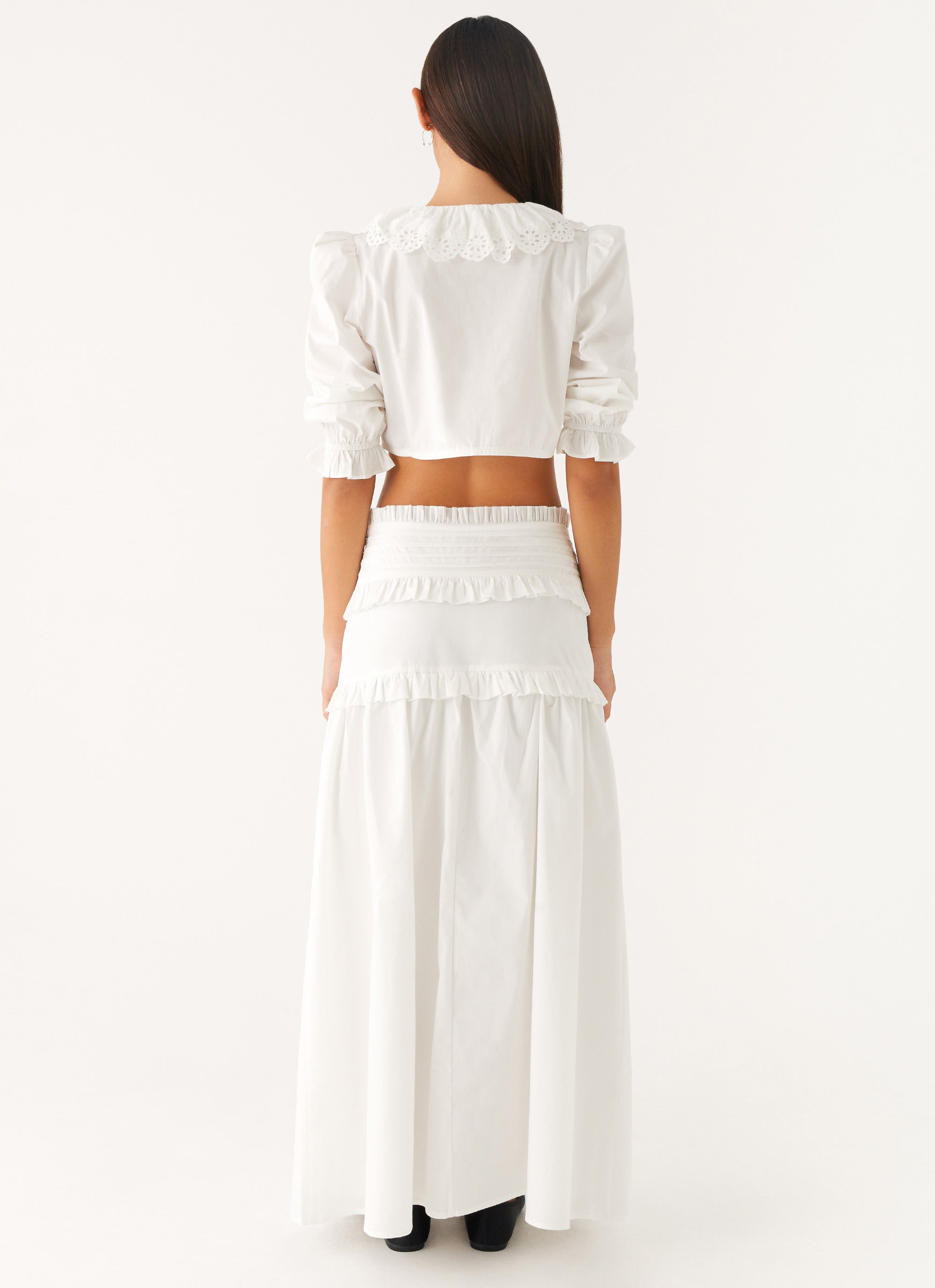 Effortless Tiered Maxi Skirt - White