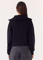 Eirena Quarter Zip Knit Sweater - Black