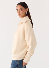 Eirena Quarter Zip Knit Sweater - Cream