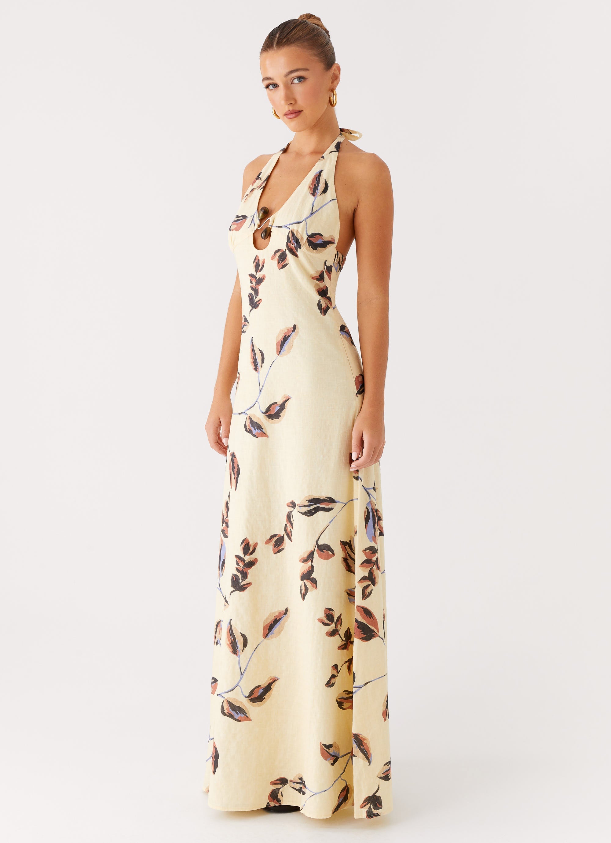 Elvina Halter Neck Maxi Dress - Buttercream Bliss