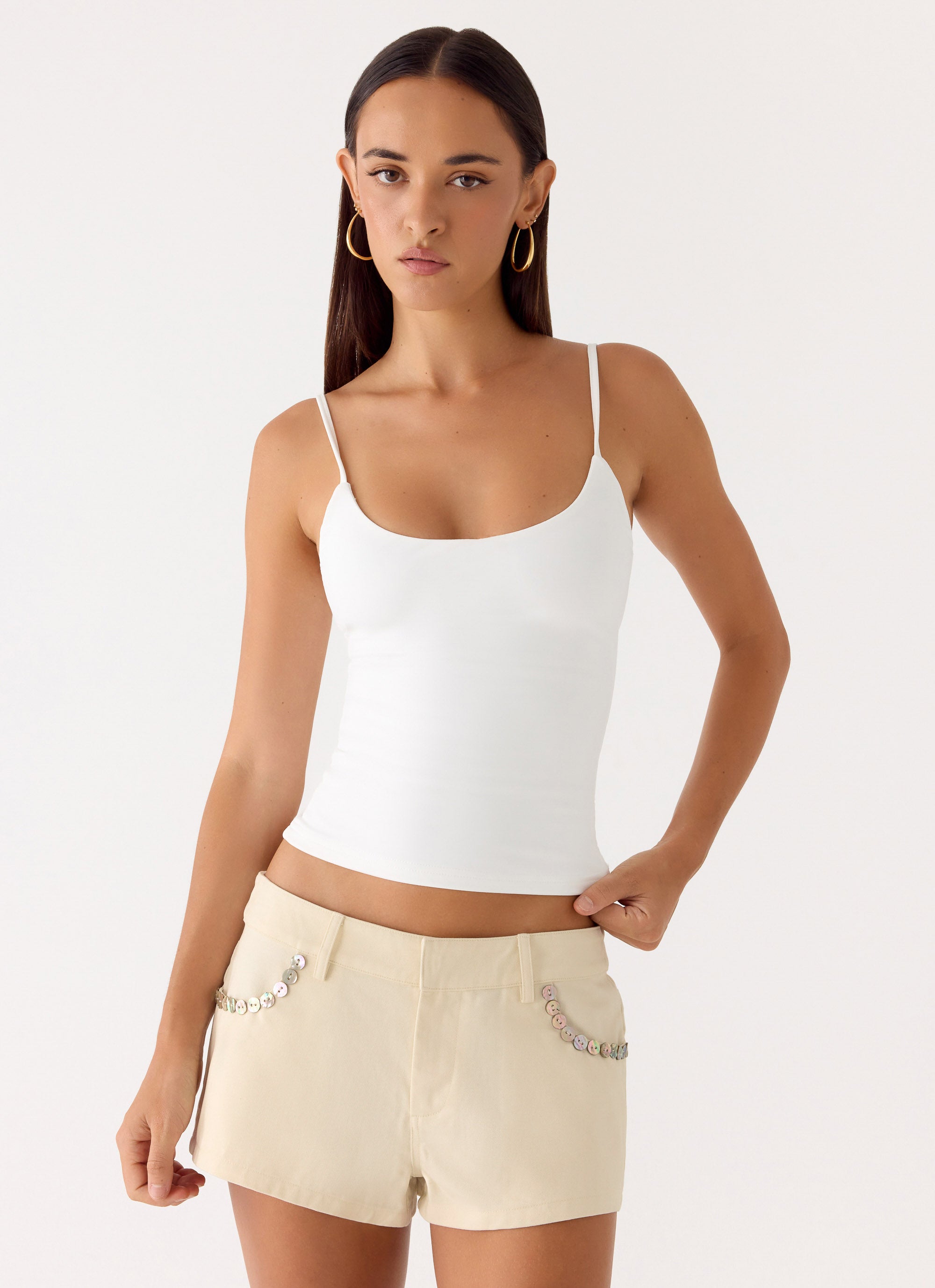 Emenique Button Shorts - Ivory