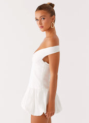 Endless Romance Off Shoulder Mini Dress - White