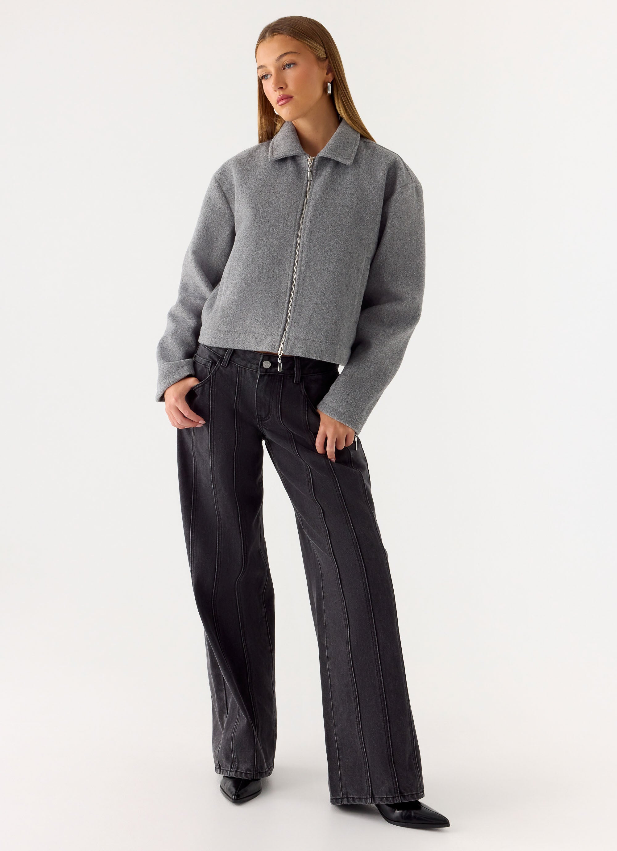 Enzo Faux Wool Jacket - Grey