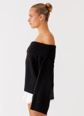 Federica Off Shoulder Knit - Black