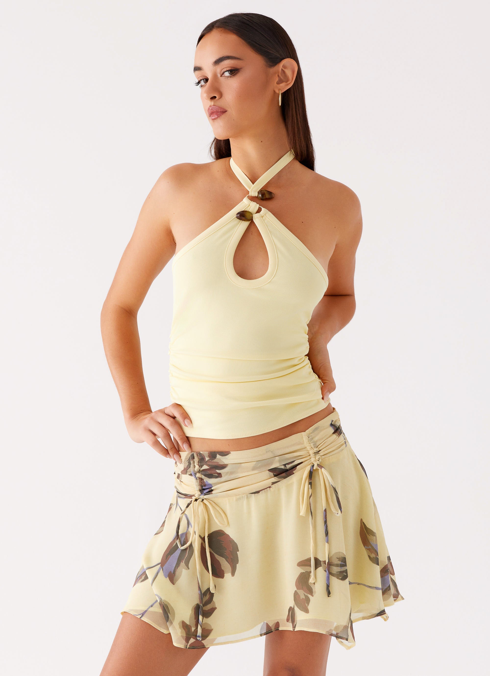 Fiore Asymmetrical Mini Skirt - Buttercream Bliss