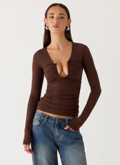 Francis Long Sleeve Top - Chocolate