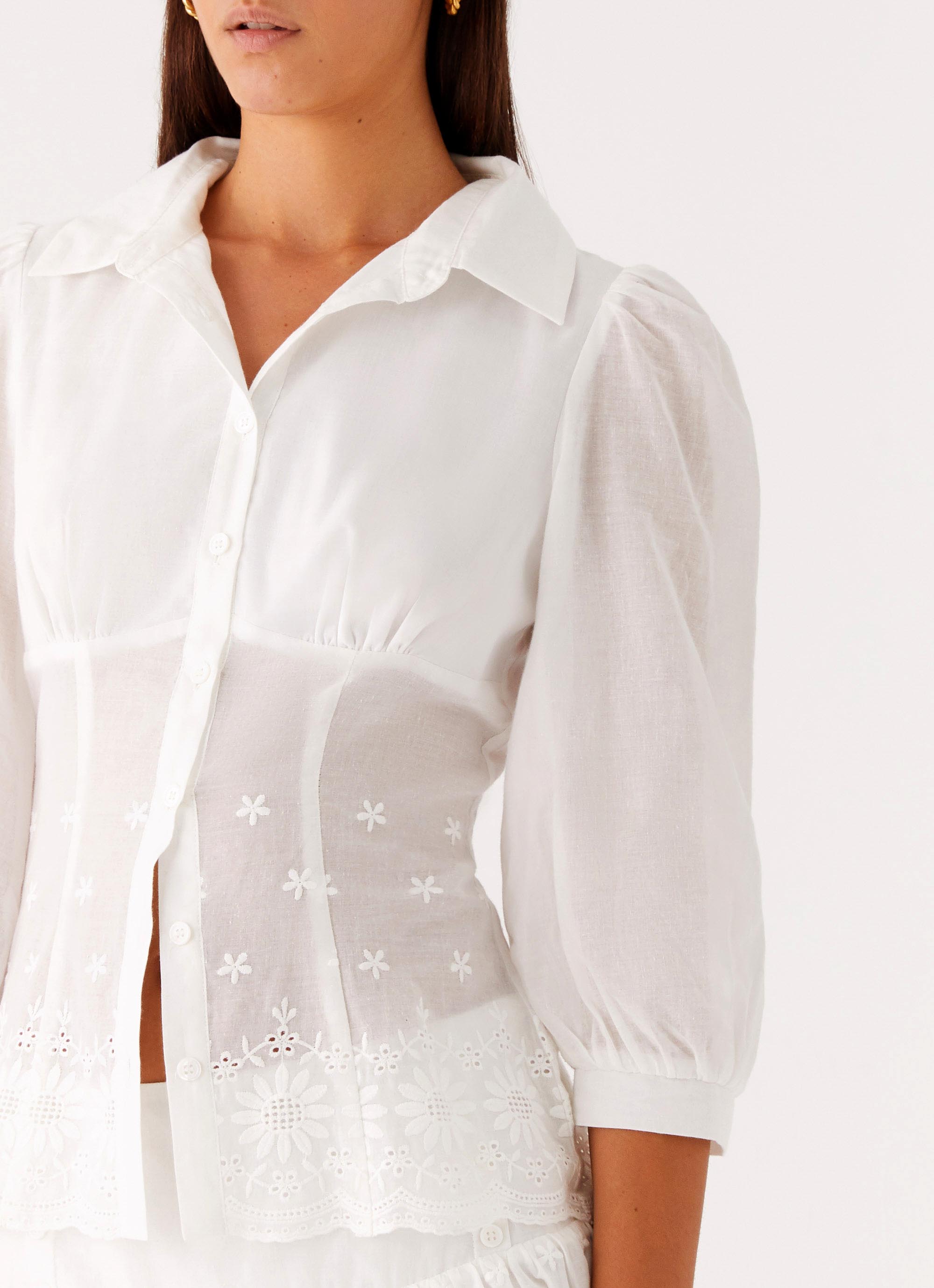 Frida Broderie Top - White