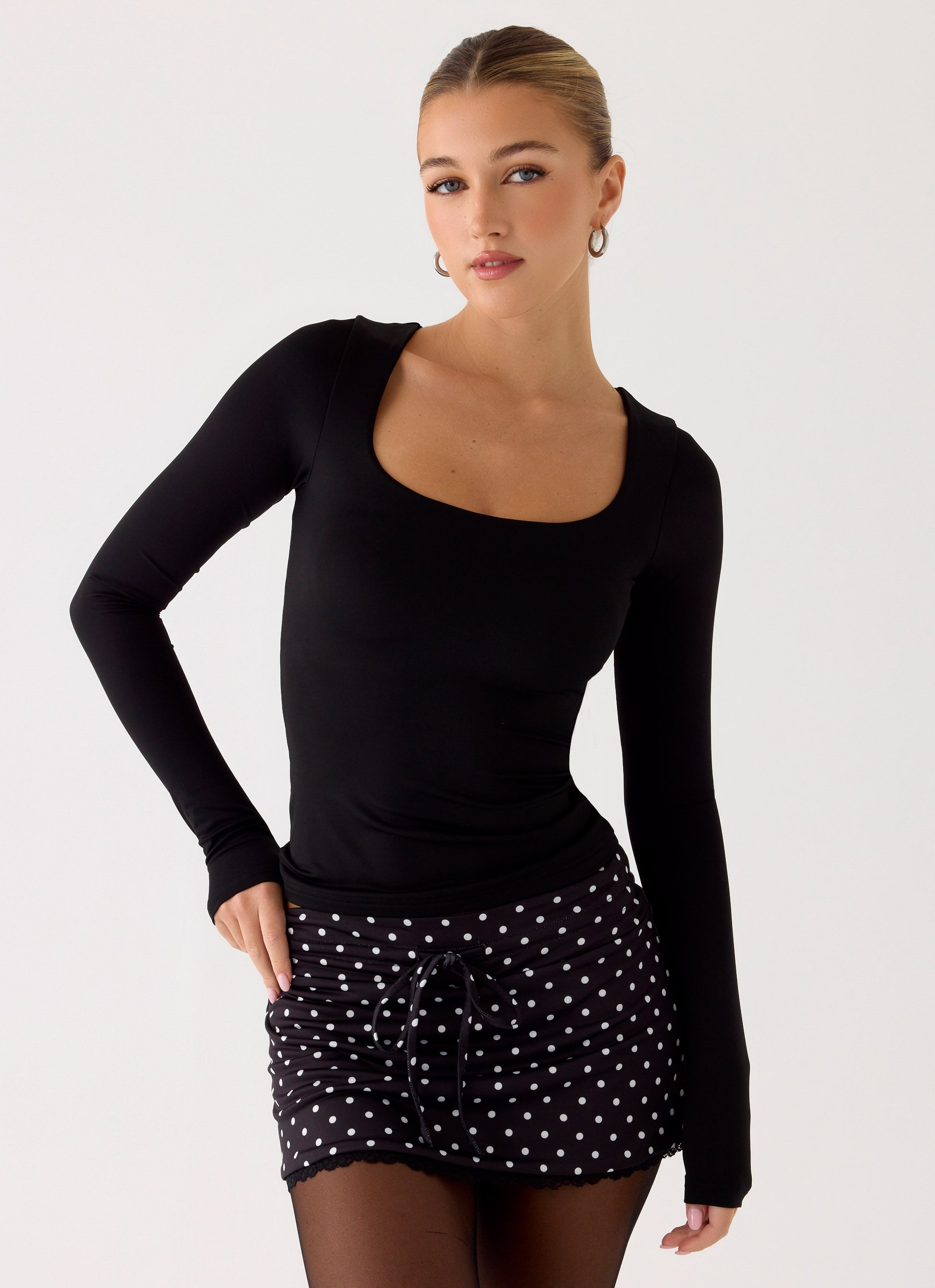 Get No Sleep Mini Skort - Black Polkadot