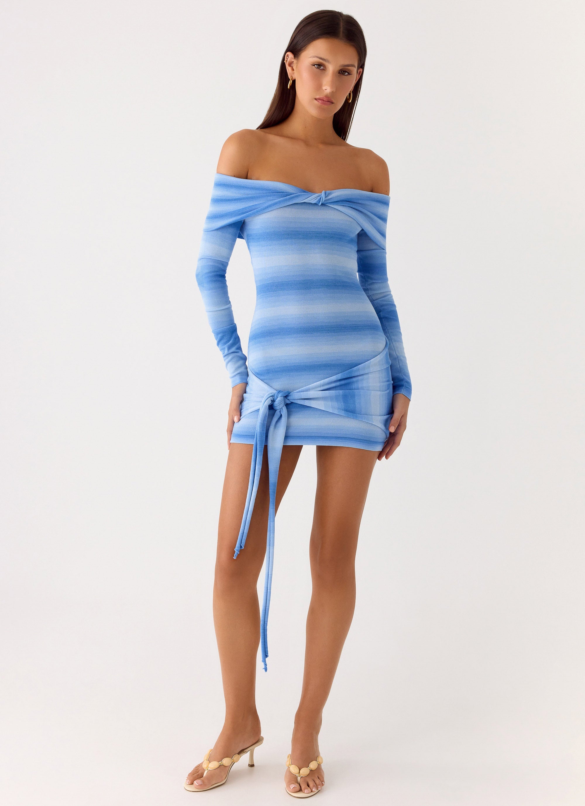 Gomez Bardot Knit Mini Dress - Cerulean