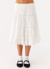 Good Vibes Midi Skirt - White