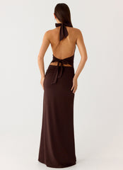 Ilaria Halter Maxi Dress - Chocolate