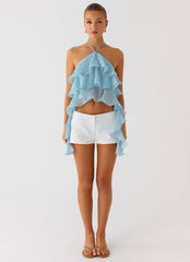 Inna Frill Halter Top - Aqua