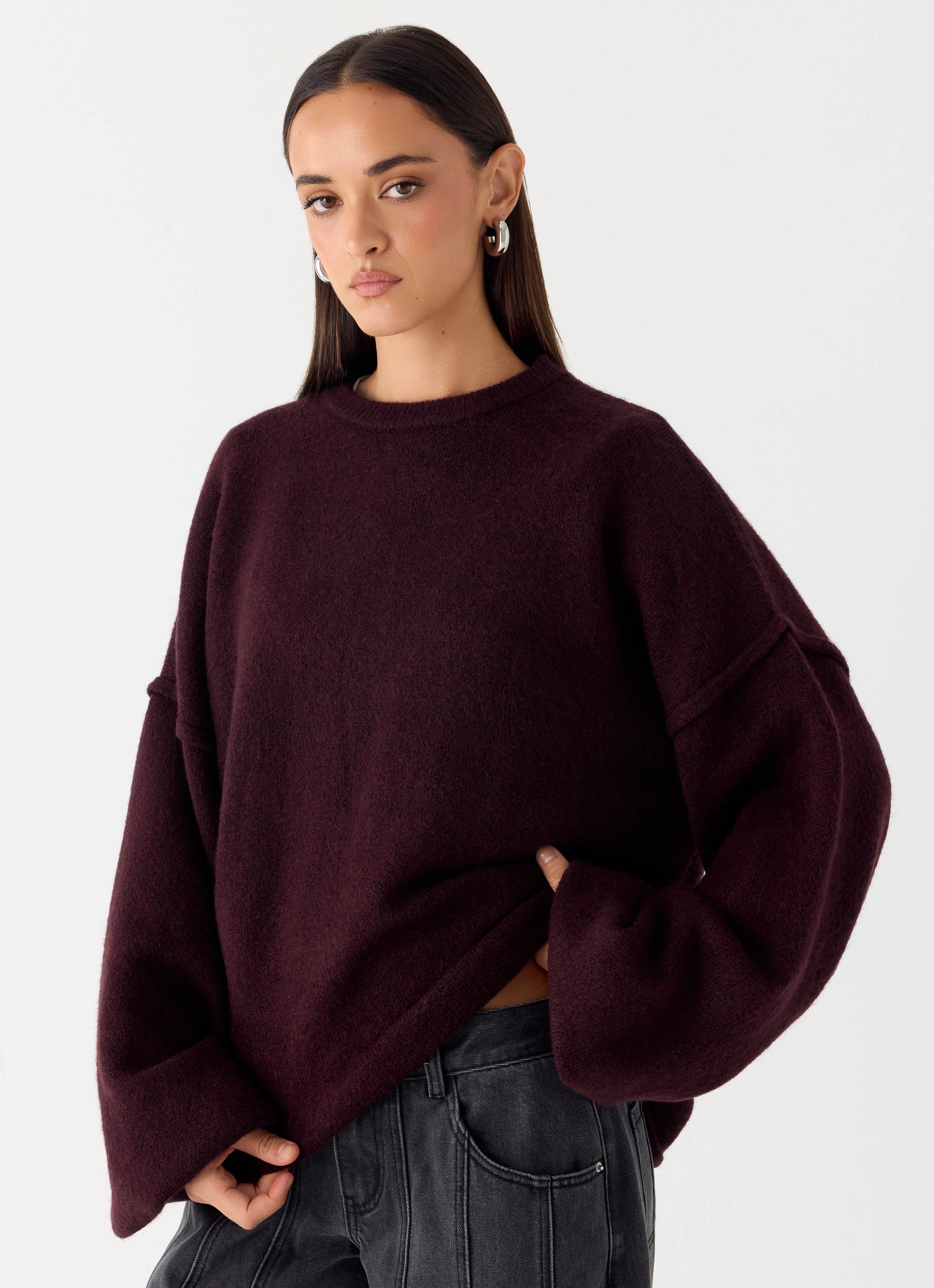 Jack Oversized Knit Sweater - Plum