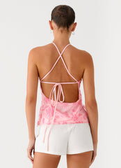 Janelle Beaded Halter Top - Pink
