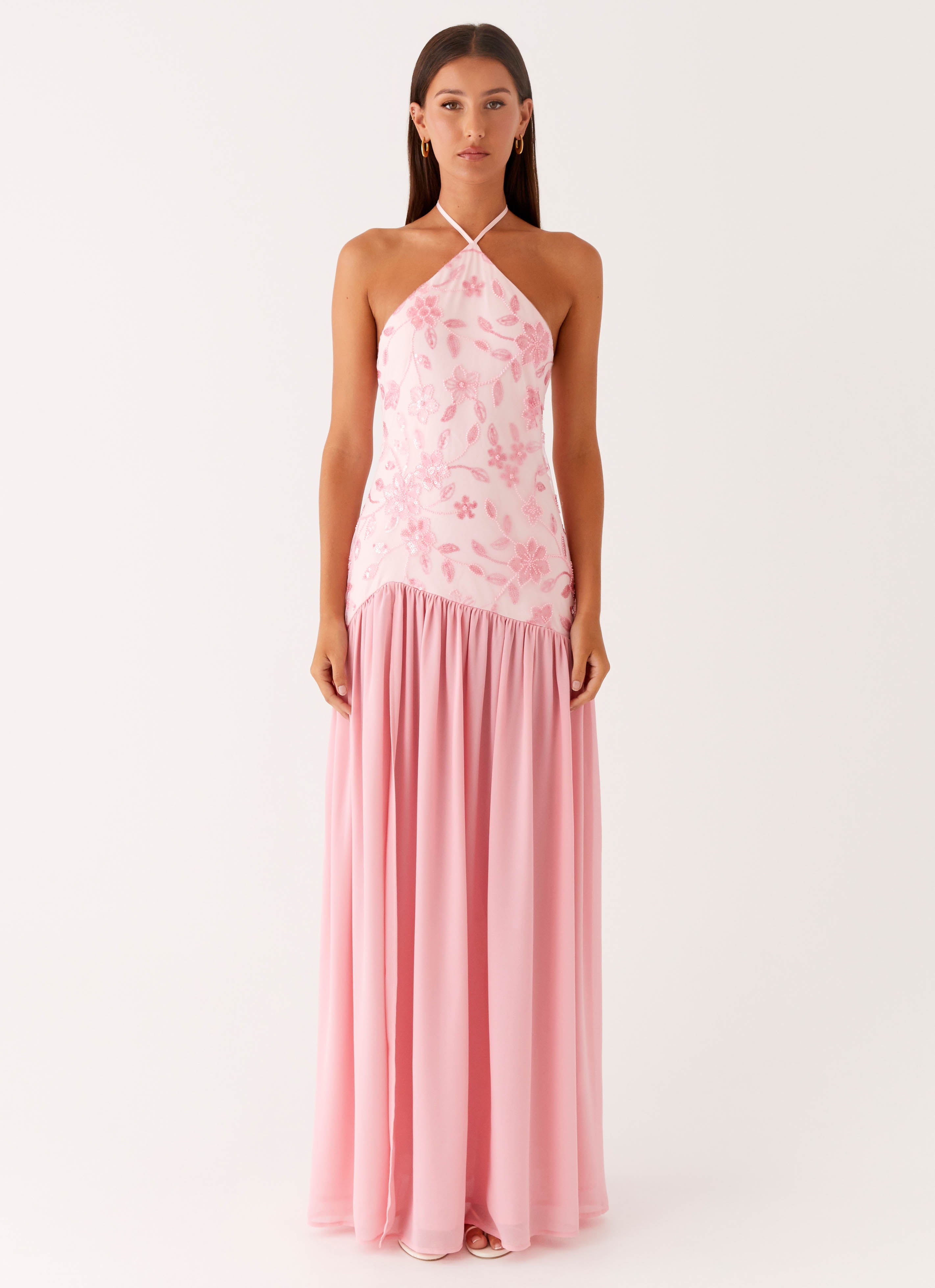 Janelle Beaded Maxi Dress - Pink