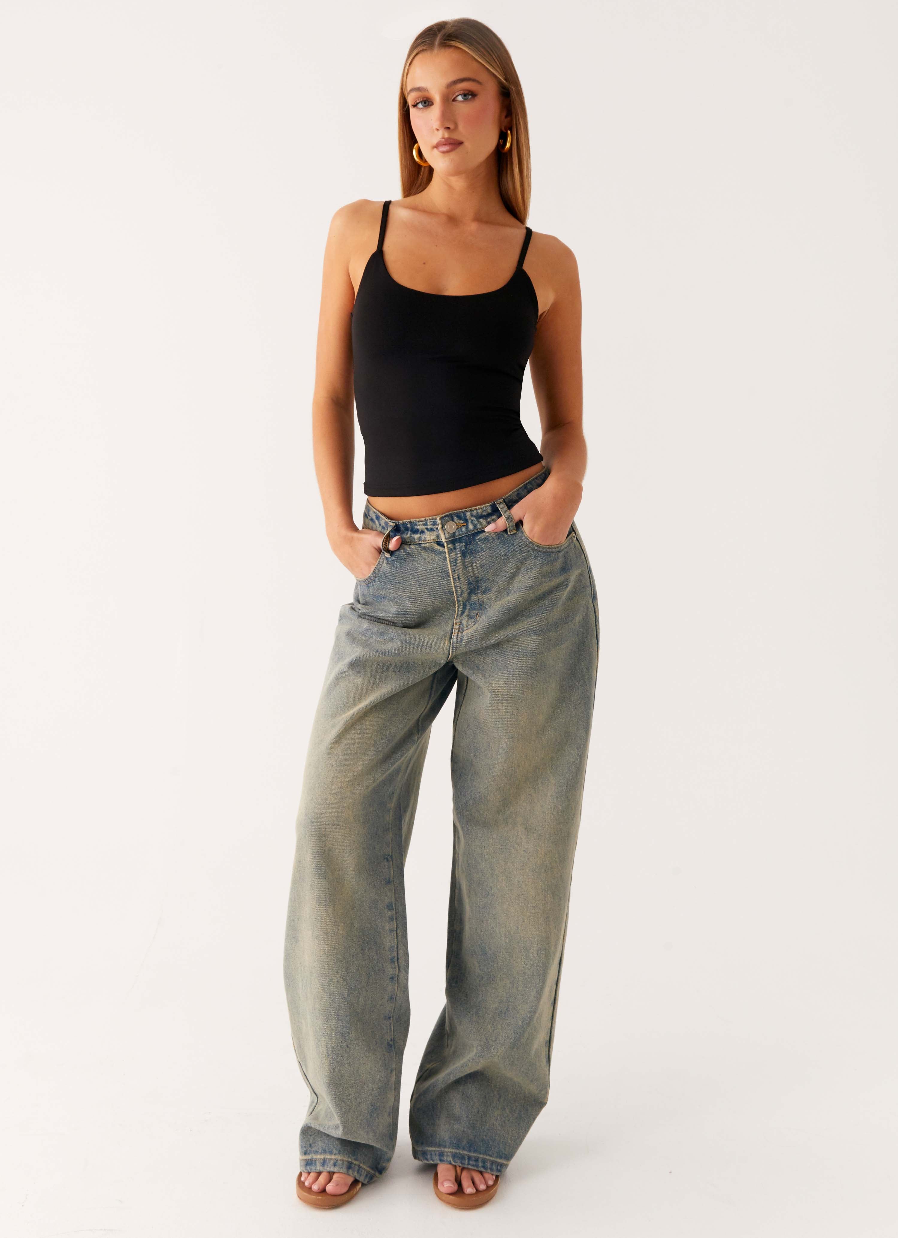 Keanna Low Rise Denim Jeans - Dirty Wash