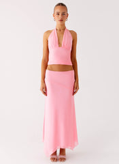 Kerrie Hanky Midi Skirt - Baby Pink