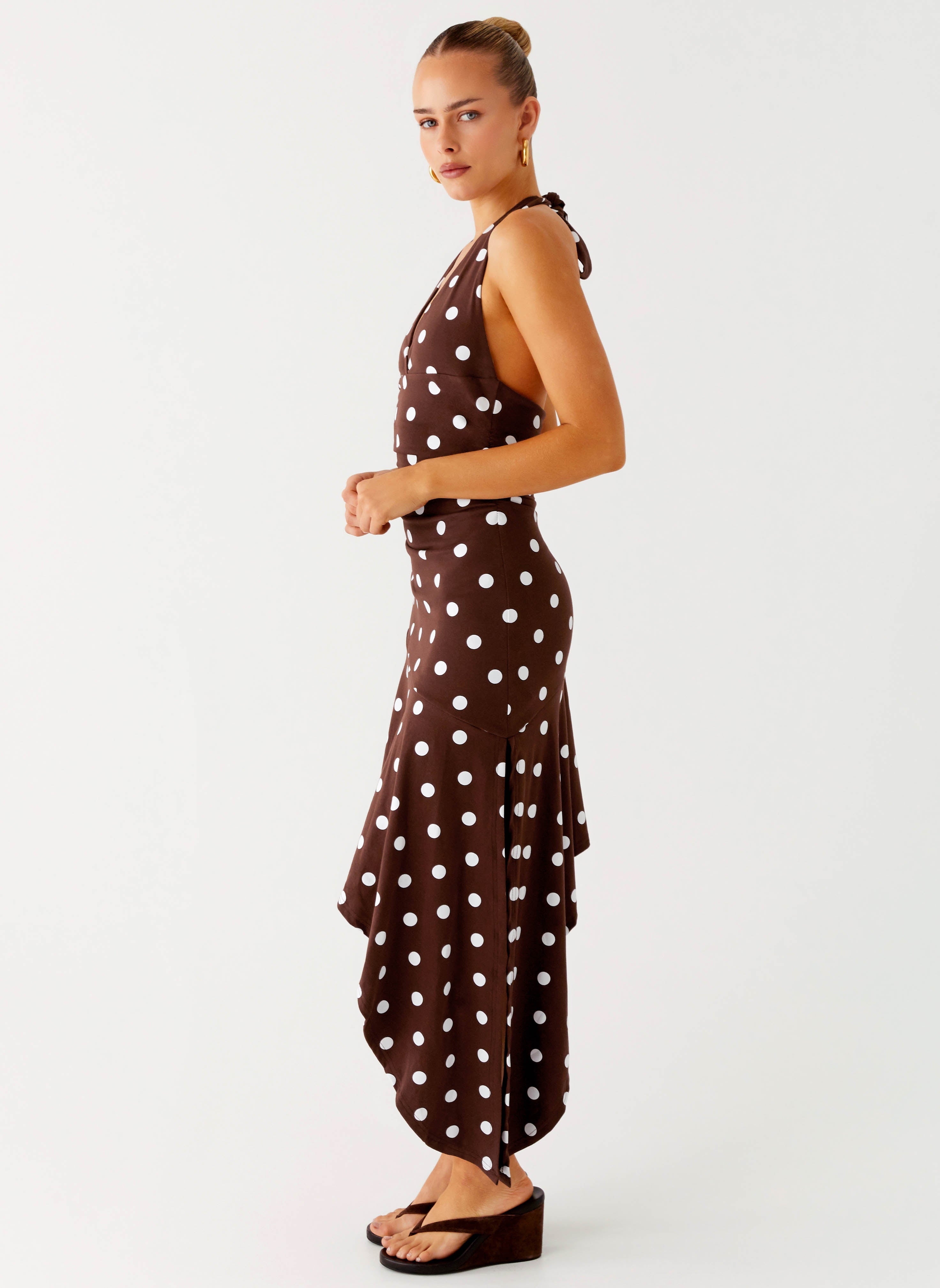 Keylani Halter Midi Dress - Chocolate