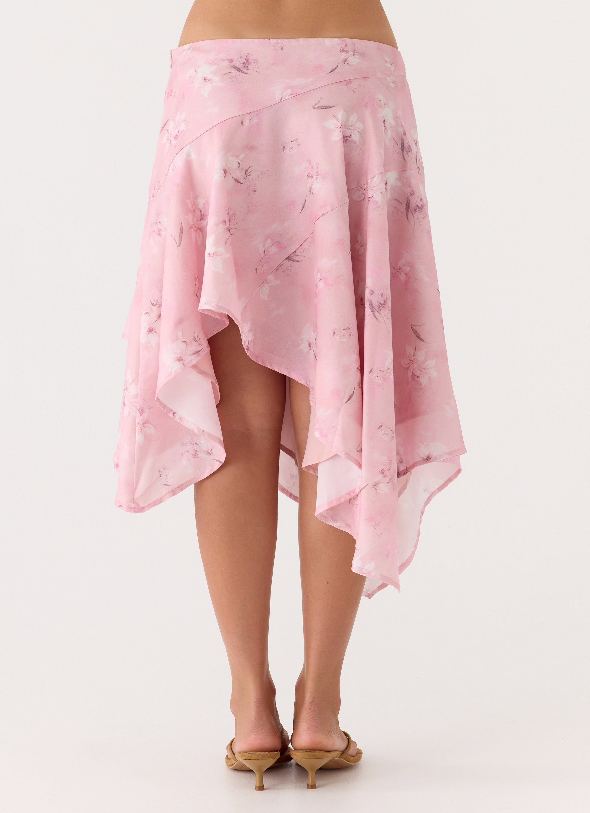 Kia Low Rise Asymmetrical Midi Skirt - Vintage Floral