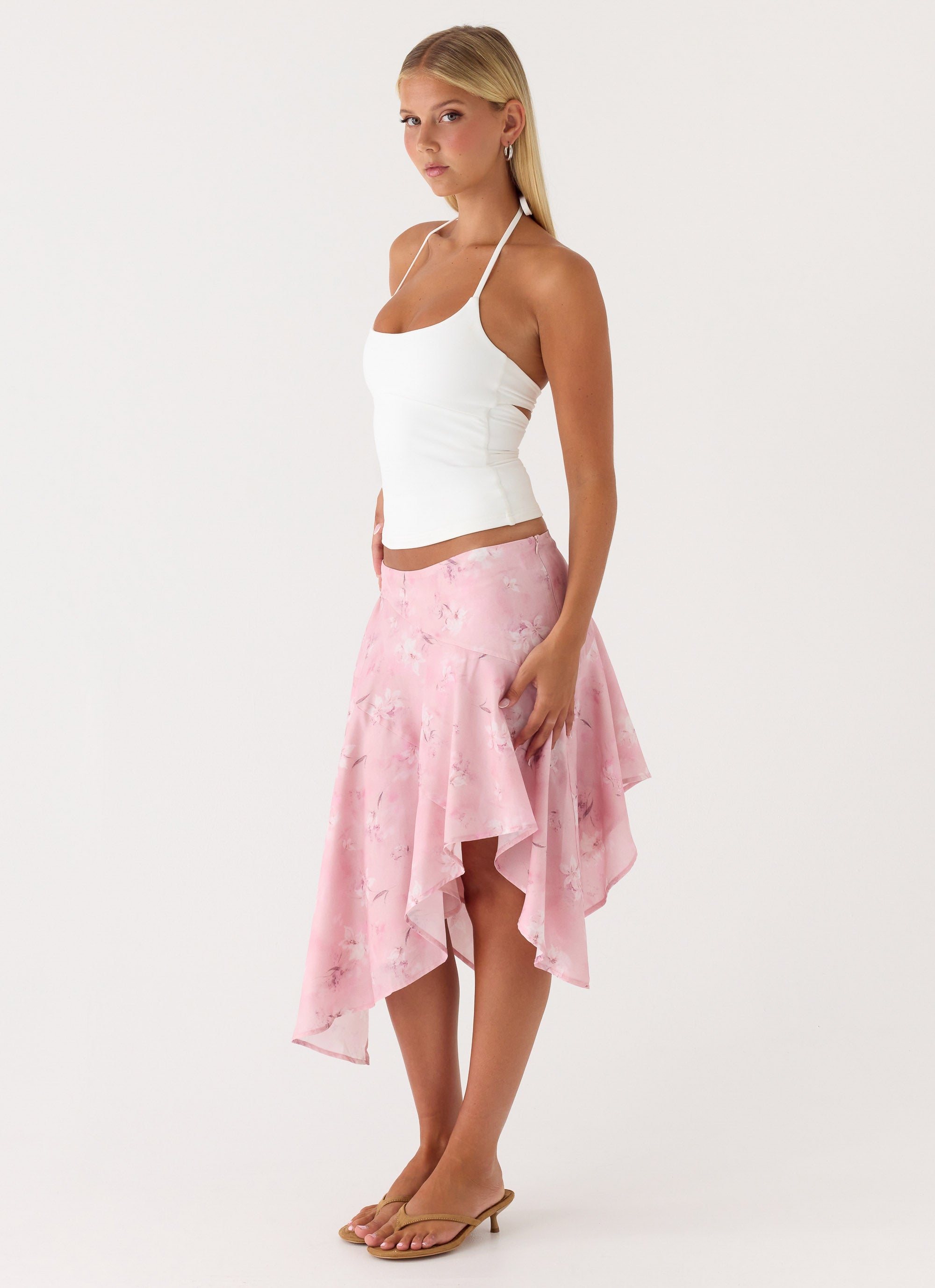 Kia Low Rise Asymmetrical Midi Skirt - Vintage Floral