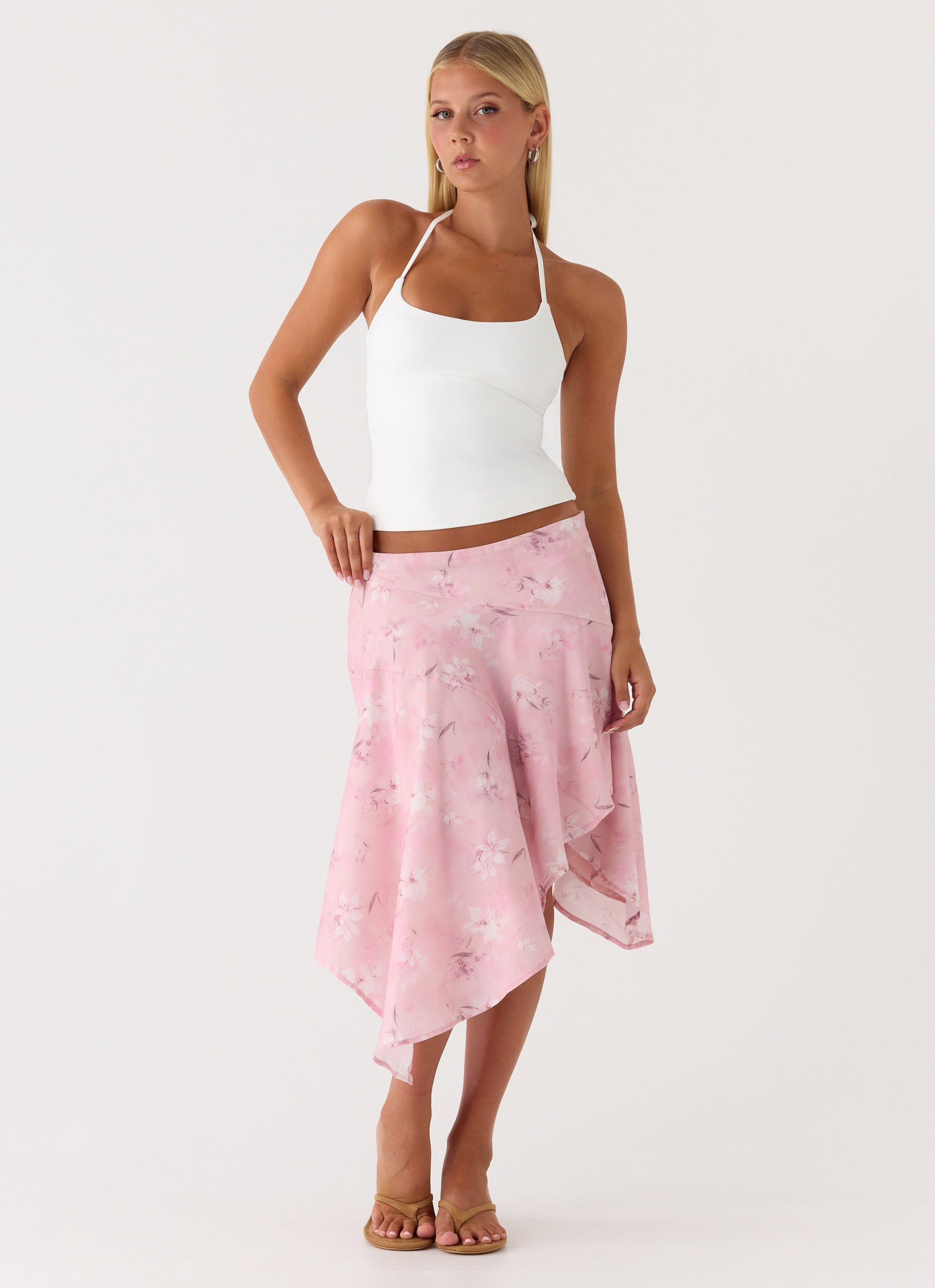 Kia Low Rise Asymmetrical Midi Skirt - Vintage Floral