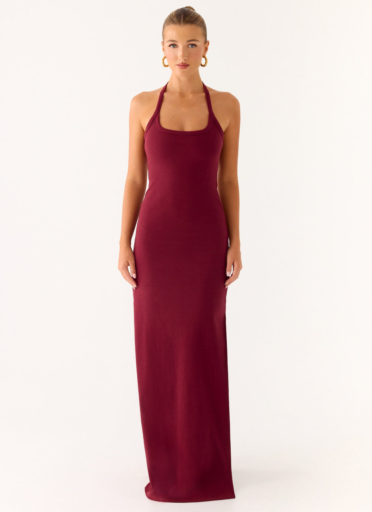 Kill This Love Ribbed Maxi Dress - Dark Cherry
