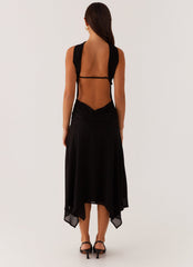 Leto Chiffon Midi Dress - Black