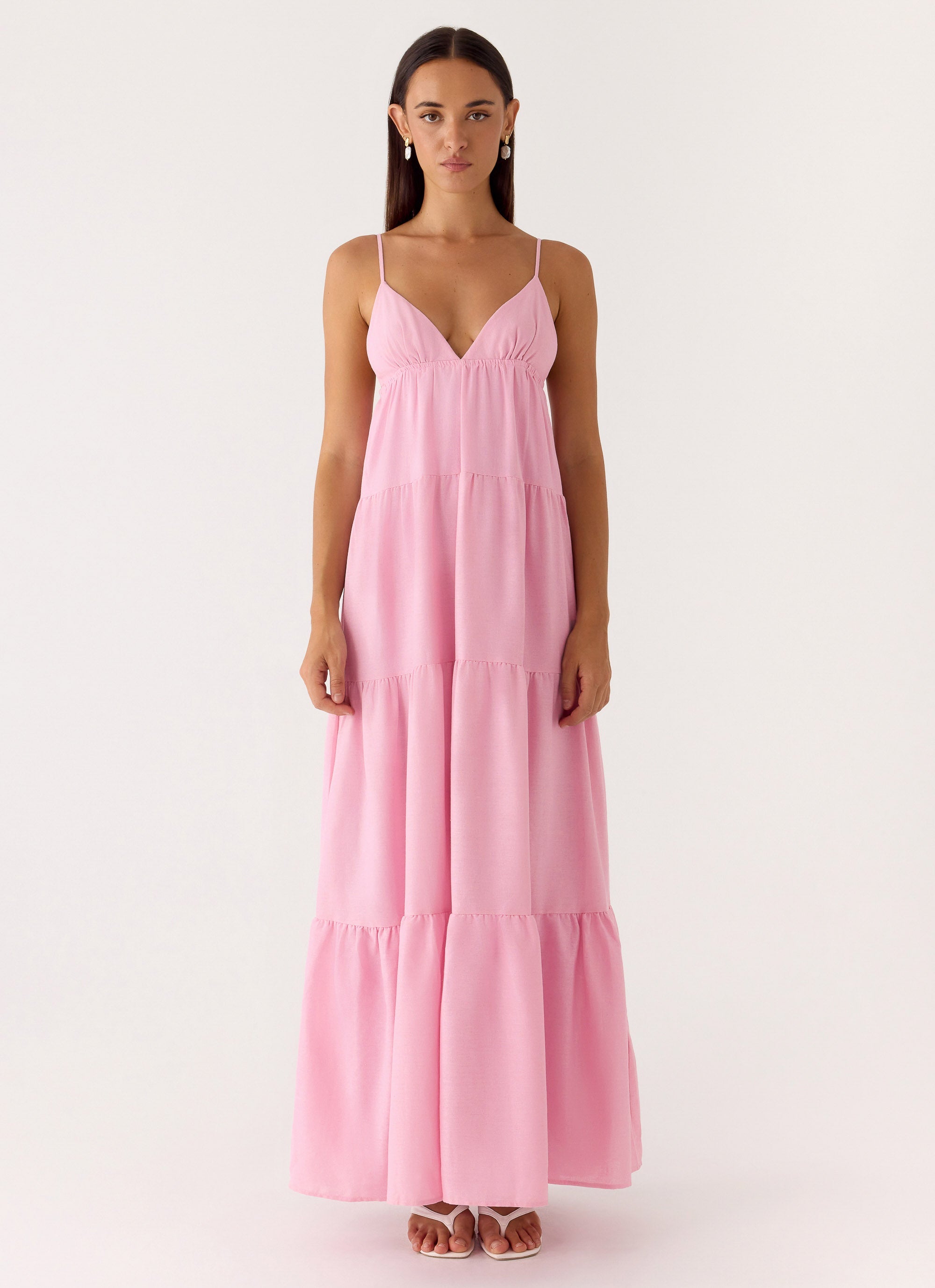 Lotty Linen Maxi Dress - Pink
