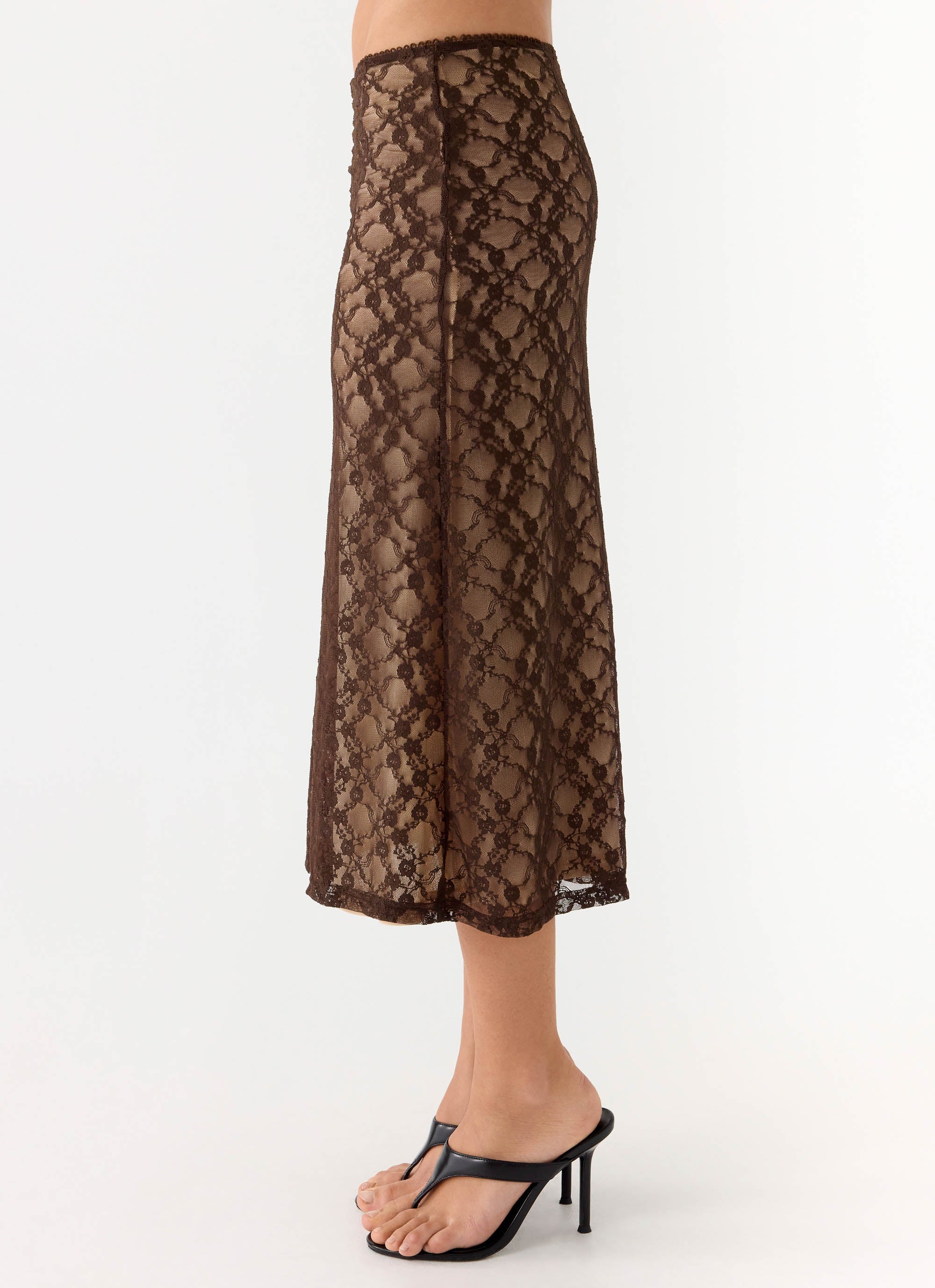 Malachie Lace Midi Skirt - Chocolate