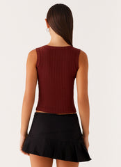 Malene Ribbed Top - Brown