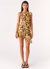 Maris Asymmetrical Mini Dress - Laguna Print