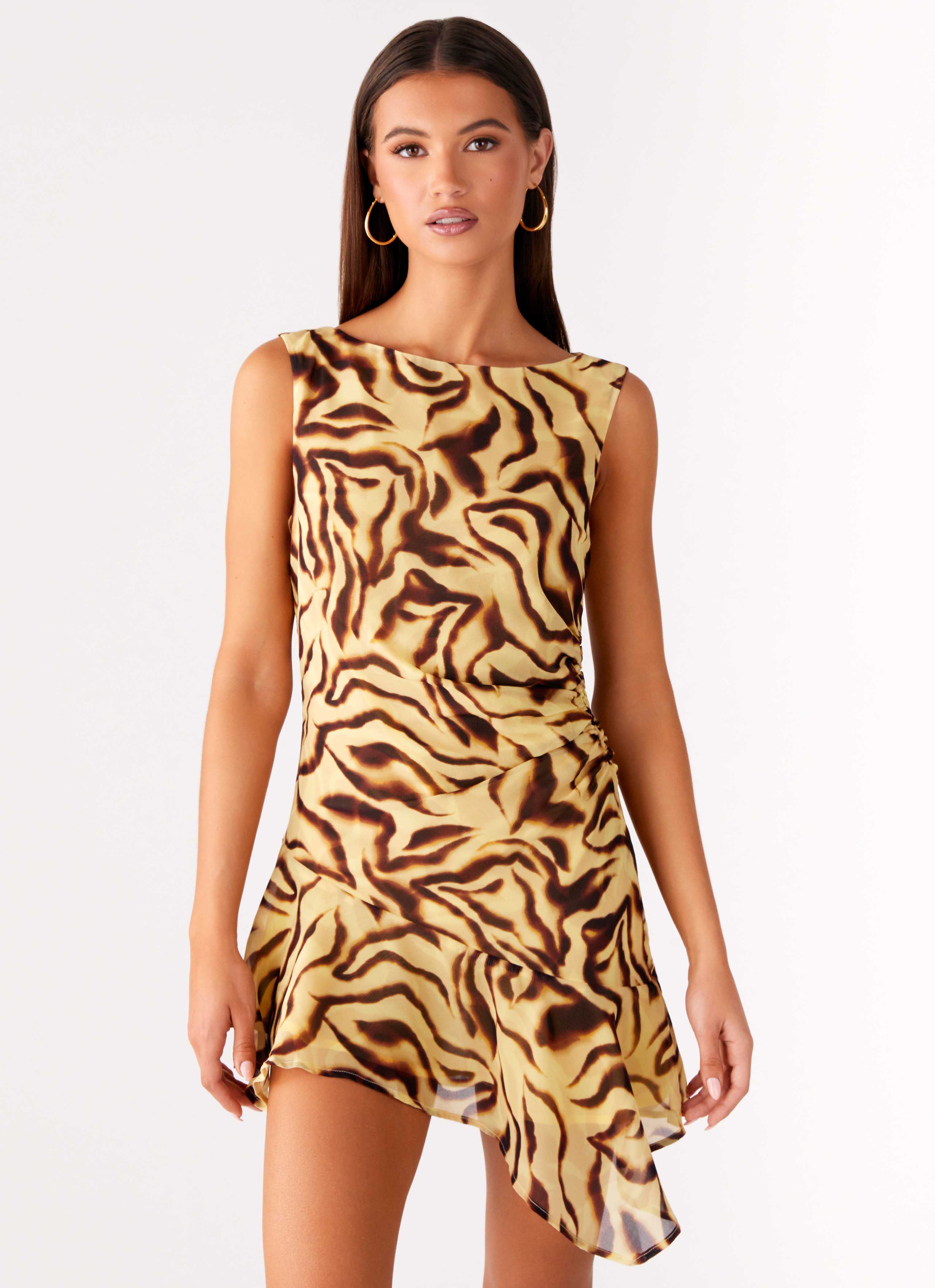 Maris Asymmetrical Mini Dress - Laguna Print