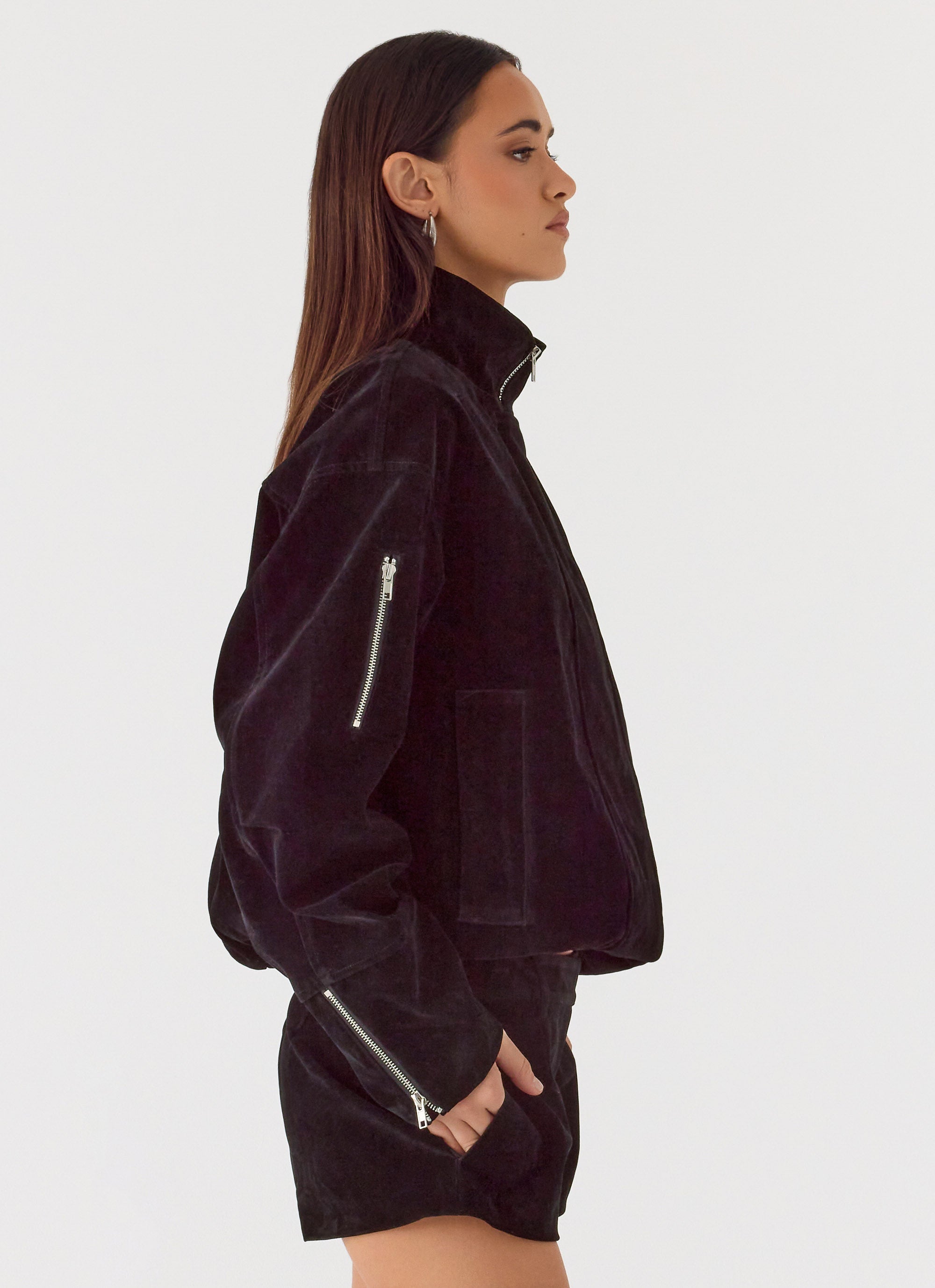 Marlow Faux Suede Jacket - Black