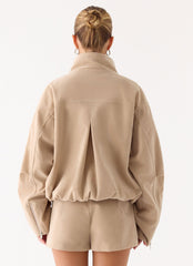 Marlow Faux Suede Jacket - Cream