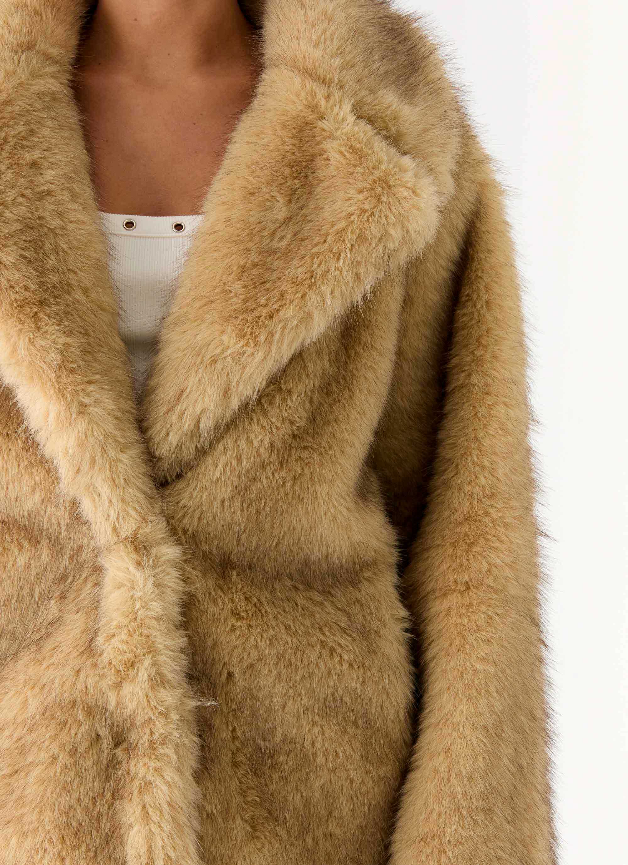 Milika Faux Fur Coat - Beige