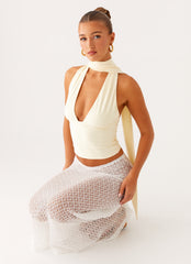 Milos Scarf Halter Neck Top - Yellow