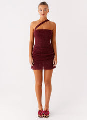 Misty Mesh Mini Dress - Maroon